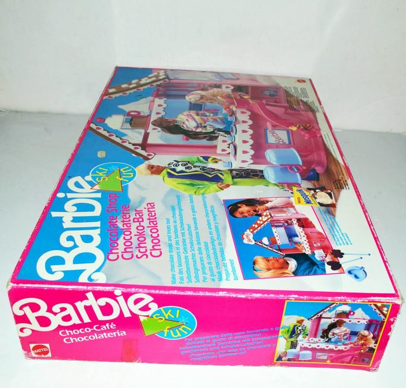 VINTAGE BARBIE SKI FUN CHOCOLATE SHOP 9698 MATTEL 1990 NRFB ITALY EUROPE