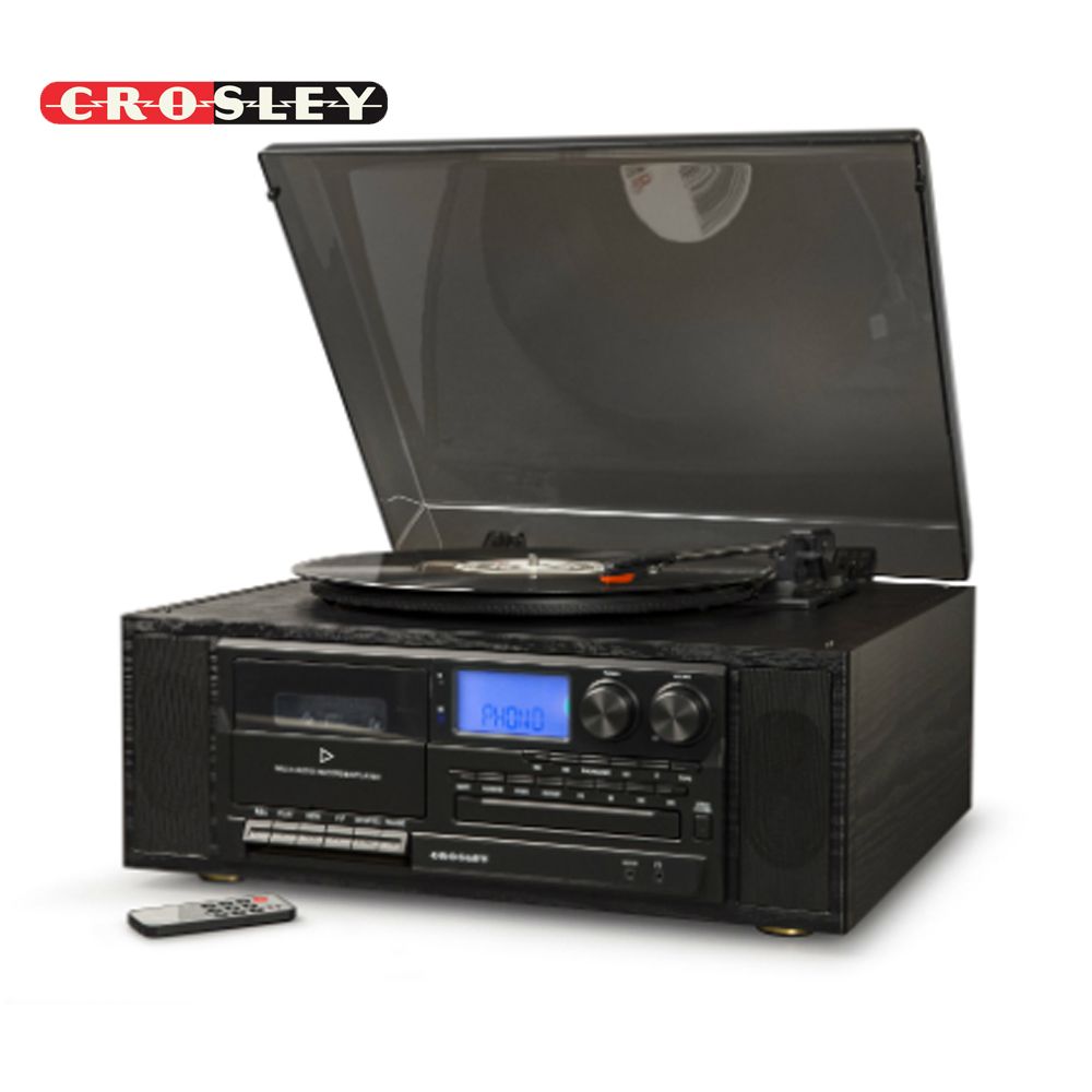 Crosley CR7010ABK Ridgemont AllInOn Turntable Entertainment Center
