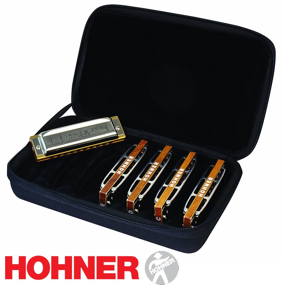 HOHNER CASE OF BLUES HARPS 5 PACK HARMONICAS HARP SET KEY OF C,G,A,D,E