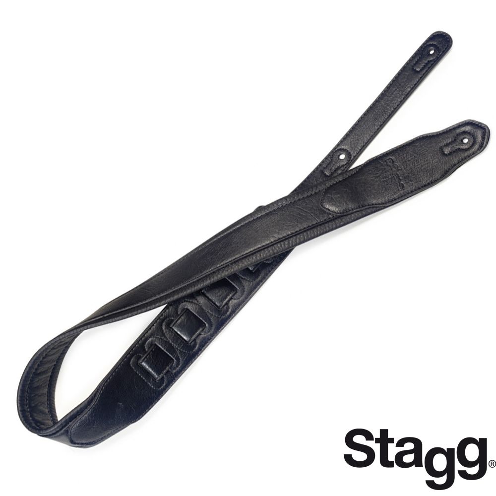 Stagg SPFL 40 BLK Black Padded LeatherStyle Adjustable Guitar Strap