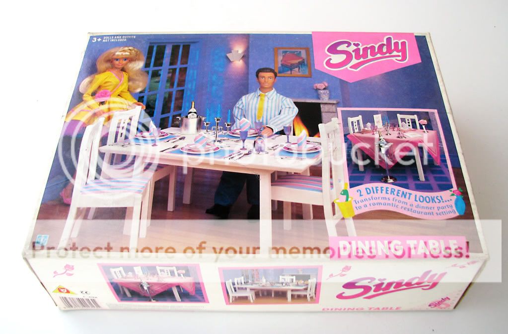 RARE VINTAGE SINDY DINING TABLE FURNITURE SET NRFB 1992 HASBRO C 